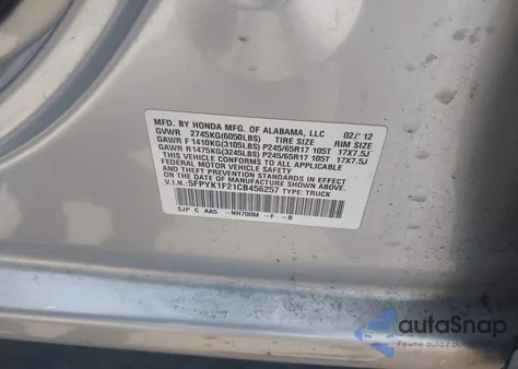 2012 Honda Ridgeline Rt из США, поврежденный, VIN 5FPYK1F21CB456257